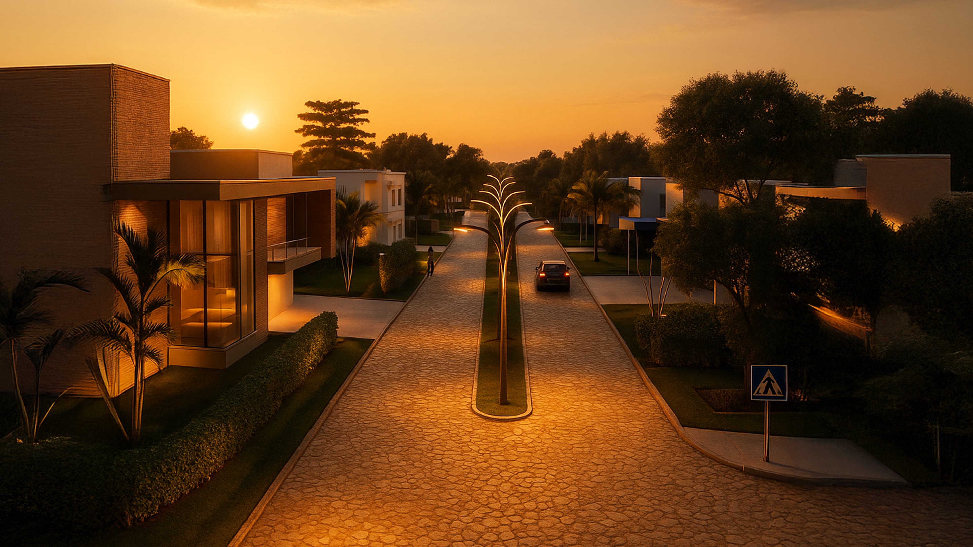 Areguá Forest — Calle interior al atardecer